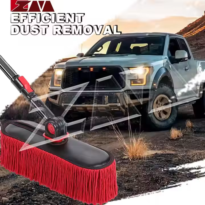 2In1 Brush And Duster For Car Exterior,Chenille Car Wash Brush Mop*1PC,Wax Cotton Car Duster Mop*1PC Remove Dust,Freely Switch A Retractable Black Steel Pole,Car Cleaning Supplies For Truck Rv Boat