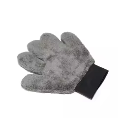 Gray Double-Sided Coral Velvet Microfiber Car Wash Mitt Gloves Dual-Sided Car Care Product