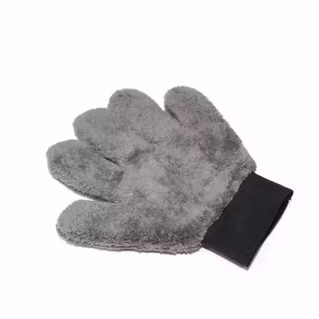 Gray Double-Sided Coral Velvet Microfiber Car Wash Mitt Gloves Dual-Sided Car Care Product