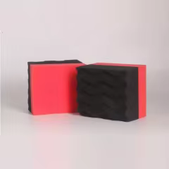 Square Wavy Red Hand Waxing Sponge Applicator Dressing Pad for Car Wax Made of Foam