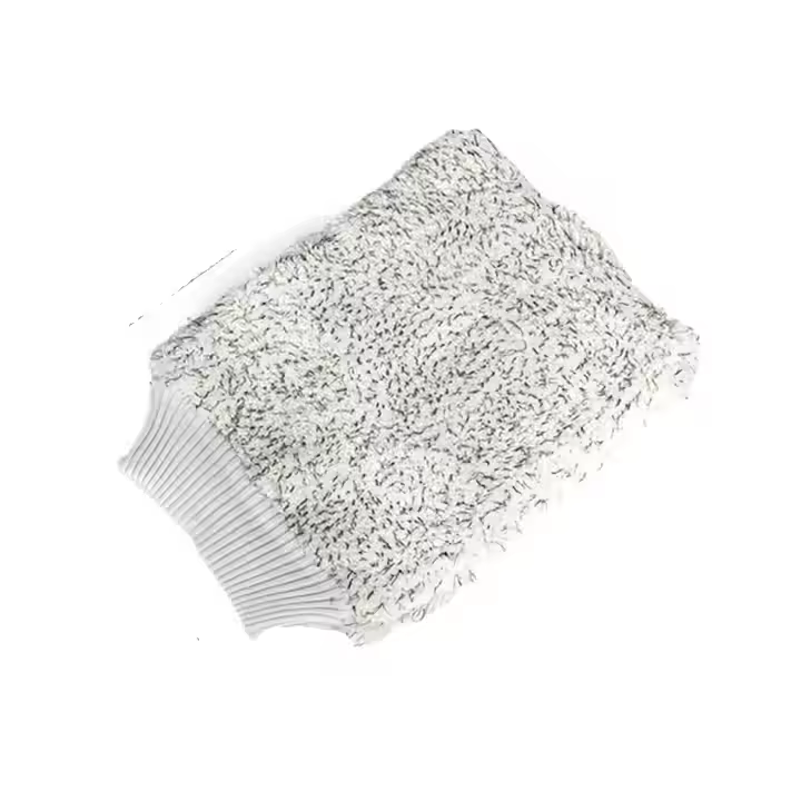 Microfiber and Chenille Double-Sided White Car Cleaning Mitt Gloves for Car Care Washing