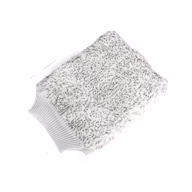 Microfiber and Chenille Double-Sided White Car Cleaning Mitt Gloves for Car Care Washing