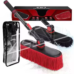 2In1 Brush And Duster For Car Exterior,Chenille Car Wash Brush Mop*1PC,Wax Cotton Car Duster Mop*1PC Remove Dust,Freely Switch A Retractable Black Steel Pole,Car Cleaning Supplies For Truck Rv Boat