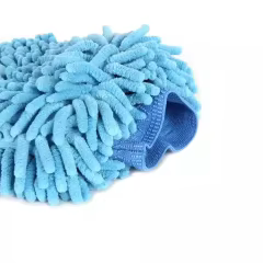 Microfiber and Chenille Blue Double-Sided Car Cleaning Mitt Gloves for Car Care Washing