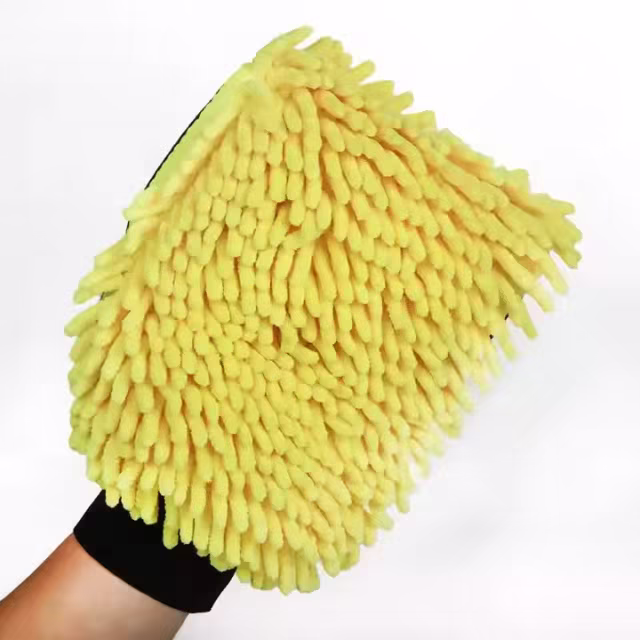 Yellow Double Side Car Cleaning Washing Mitt Gloves for Car Care