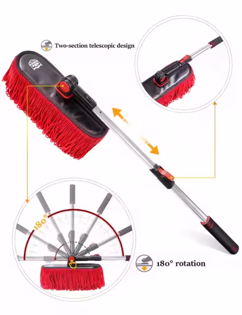 Pollen Removing Scratch Free Long Extendable Handle Car Cleaning duster Brush Microfiber Duster