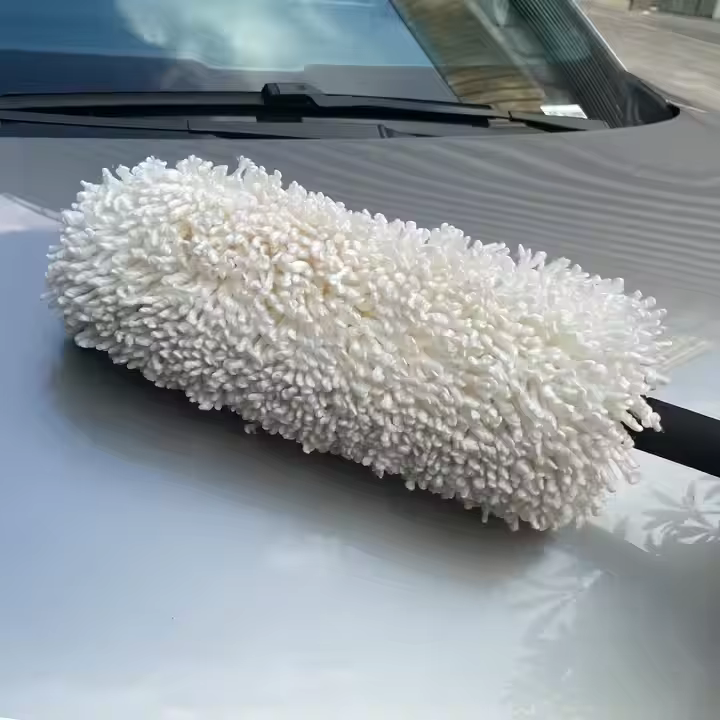 Fluffy Rotating Foam Handle White Microfiber Car Duster Auto Microfiber Mop Duster