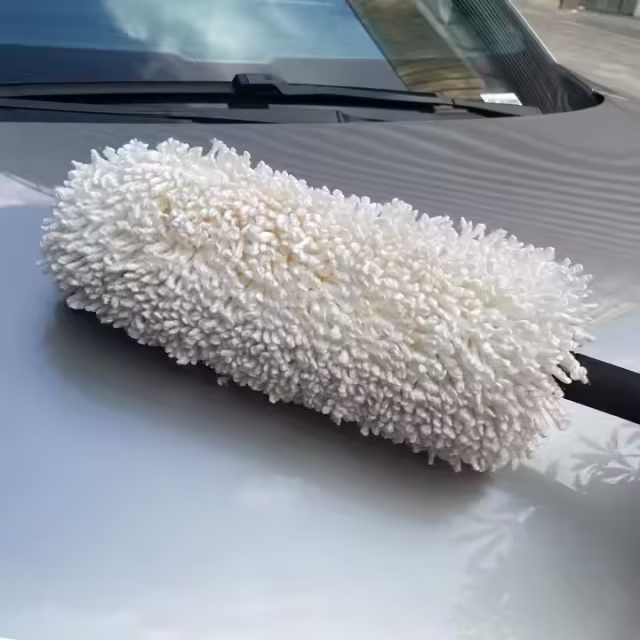 Fluffy Rotating Foam Handle White Microfiber Car Duster Auto Microfiber Mop Duster