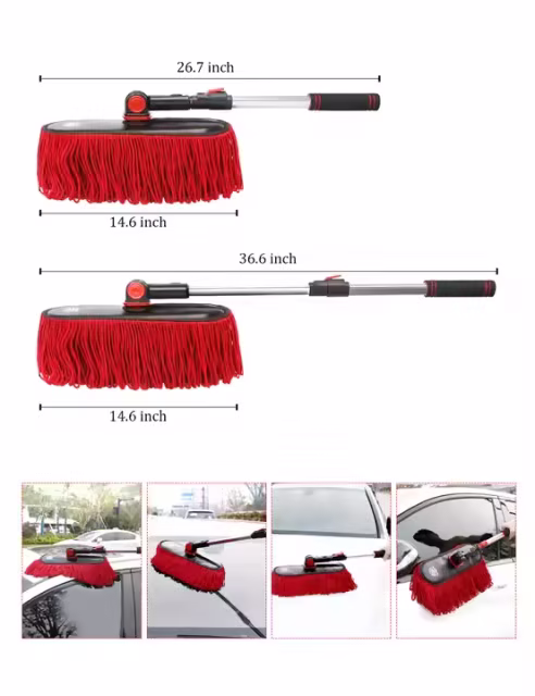 Pollen Removing Scratch Free Long Extendable Handle Car Cleaning duster Brush Microfiber Duster