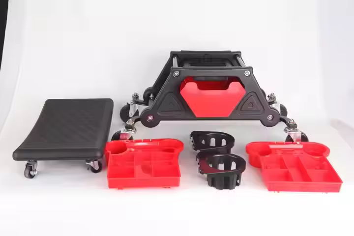 Best Price Wholesale Plastic Mechanic Stool with Repair Tools Tray and Roller Chair for Vehicle Maintenance and Car Cleaning