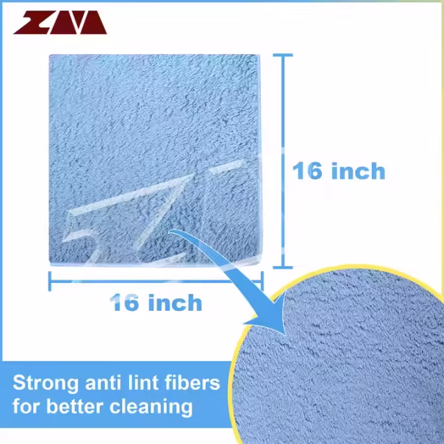 16in x 16in Blue Extra Soft Microfiber Car Wash Cleaning Towel Durable Absorbent Lint-Free for Interior Car Care Cleaning