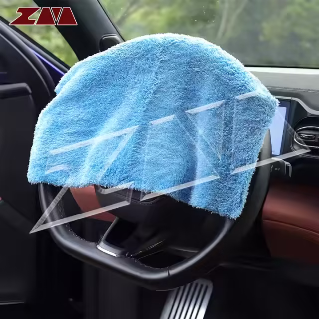 16in x 16in Blue Extra Soft Microfiber Car Wash Cleaning Towel Durable Absorbent Lint-Free for Interior Car Care Cleaning