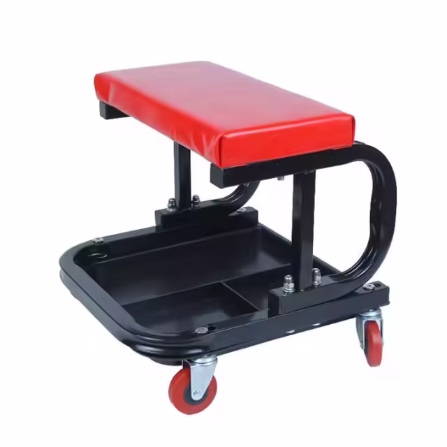 U-Shape Plastic Repair Bench Chair with Rolling Wheel for Car Detailing and Garage Work