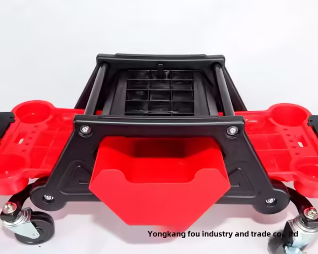 Factory supply Plastic Mechanic Stool with Repair Tools Tray and Roller Chair for Vehicle Maintenance and Car Cleaning