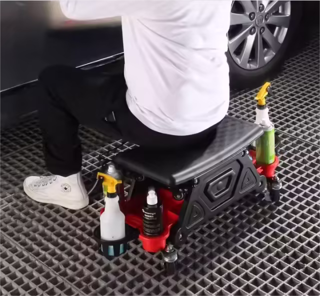 Plastic Roller Chair with Repair Tools Tray for Vehicle Maintenance and Car Cleaning Car detailing
