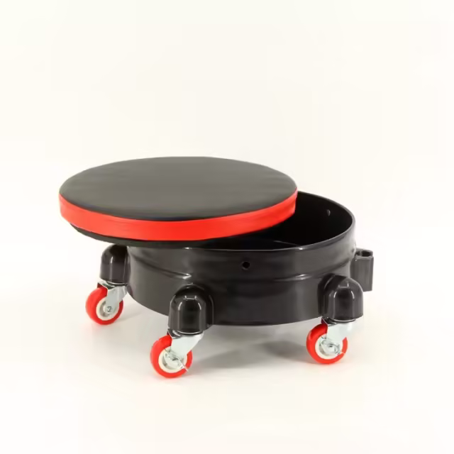 Mobile Plastic Stool with Dolly Bucket Pulley Base Car Wash Tray Seat Cushion Mobile Car Cleaning Dolly