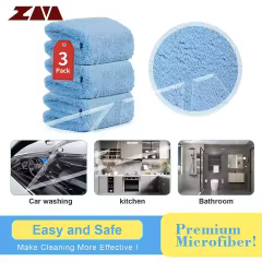 16in x 16in Blue Extra Soft Microfiber Car Wash Cleaning Towel Durable Absorbent Lint-Free for Interior Car Care Cleaning