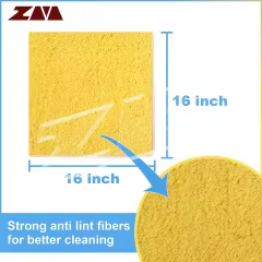 Extra Soft 16in x 16in Yellow Microfiber Car Wash Cleaning Towel Durable Absorbent Lint-Free Interior Micro Car Care Cleaning