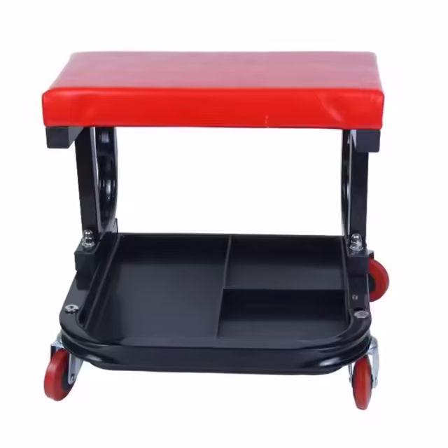 Factory-Care U Shape Repair Bench Chair for Car Detailing Plastic Stool Seat with Rolling Wheel for Garage Work