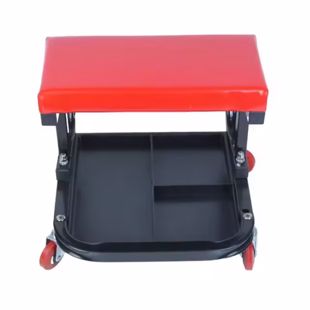 Factory-Care U Shape Repair Bench Chair for Car Detailing Plastic Stool Seat with Rolling Wheel for Garage Work