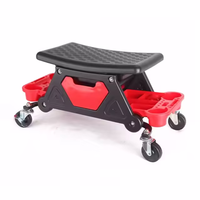 Factory supply Plastic Mechanic Stool with Repair Tools Tray and Roller Chair for Vehicle Maintenance and Car Cleaning