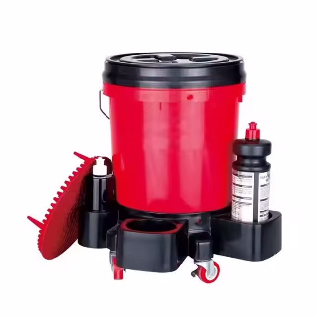 Factory Supply Mobile Car Wash Bucket Kit with Wheel Dolly Household Trolley Plastic Bucket Car Cleaning Tools Car Detailing