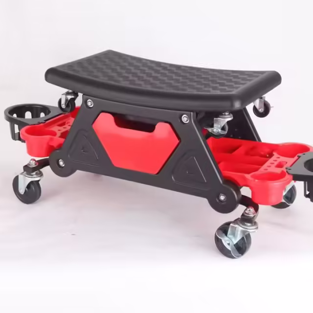 Best Price Wholesale Plastic Mechanic Stool with Repair Tools Tray and Roller Chair for Vehicle Maintenance and Car Cleaning