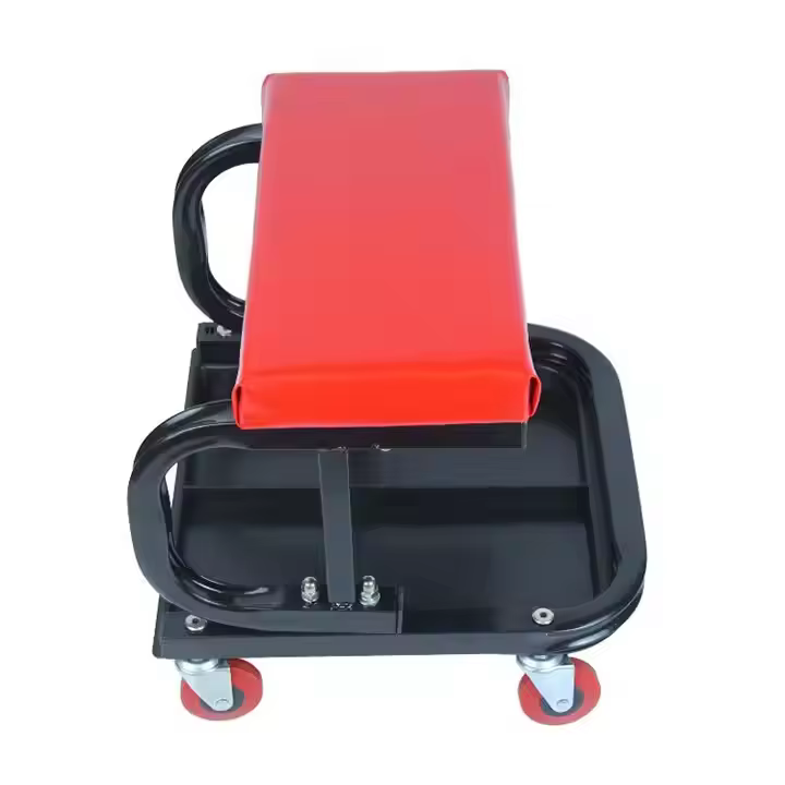 Factory-Care U Shape Repair Bench Chair for Car Detailing Plastic Stool Seat with Rolling Wheel for Garage Work