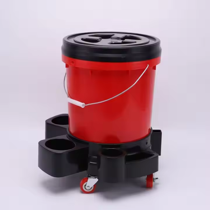 Factory Supply Mobile Car Wash Bucket Kit with Wheel Dolly Household Trolley Plastic Bucket Car Cleaning Tools Car Detailing