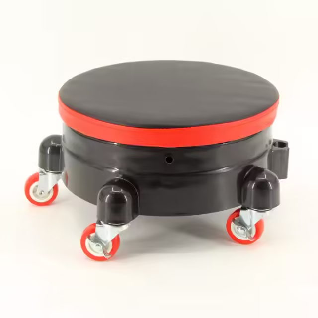 Mobile Plastic Stool with Dolly Bucket Pulley Base Car Wash Tray Seat Cushion Mobile Car Cleaning Dolly