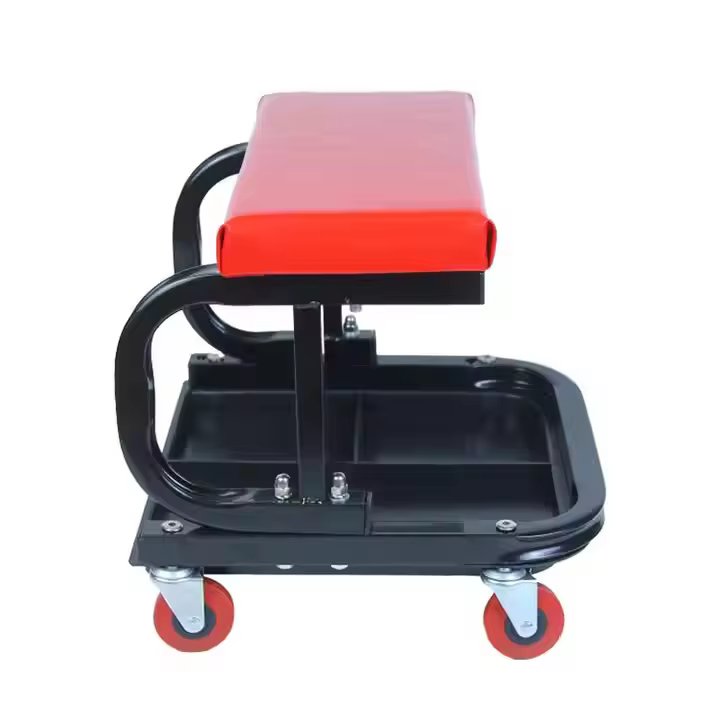 Factory-Care U Shape Repair Bench Chair for Car Detailing Plastic Stool Seat with Rolling Wheel for Garage Work