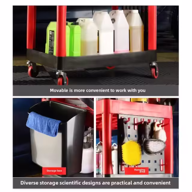 Factory Customized Cost-Effective Trolley Detail Cart for Car Wash Tool Storage Cart for Car Detailing Tools