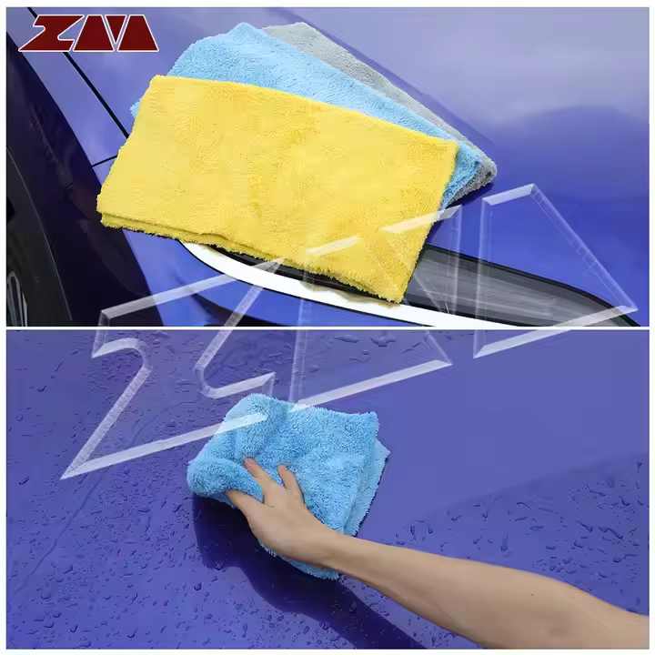 16in x 16in Blue Extra Soft Microfiber Car Wash Cleaning Towel Durable Absorbent Lint-Free for Interior Car Care Cleaning