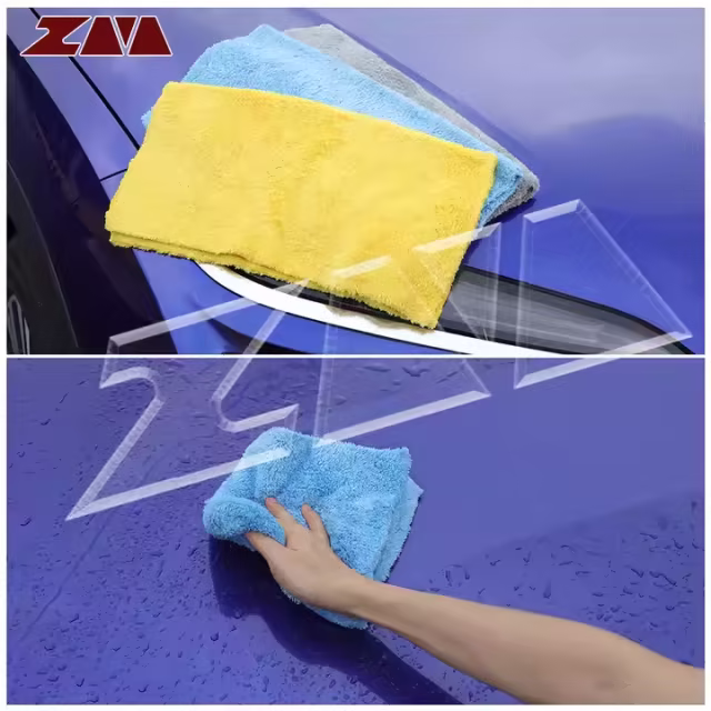 16in x 16in Blue Extra Soft Microfiber Car Wash Cleaning Towel Durable Absorbent Lint-Free for Interior Car Care Cleaning