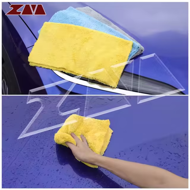 Extra Soft 16in x 16in Yellow Microfiber Car Wash Cleaning Towel Durable Absorbent Lint-Free Interior Micro Car Care Cleaning