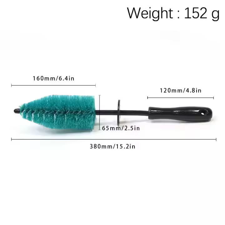 15 Inch Green Soft PP Bristles Car Detailing Wheel Tire Hub Brush Plastic Cleaning Brush for Car Washers