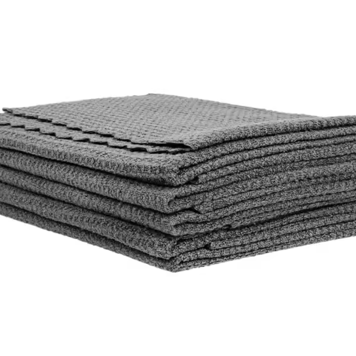 Gray 40*40 cm Microfibre Drying Towel Quick Dry Car Polishing and Cleaning Towel 500gsm Car Wash Towel with Print Logo