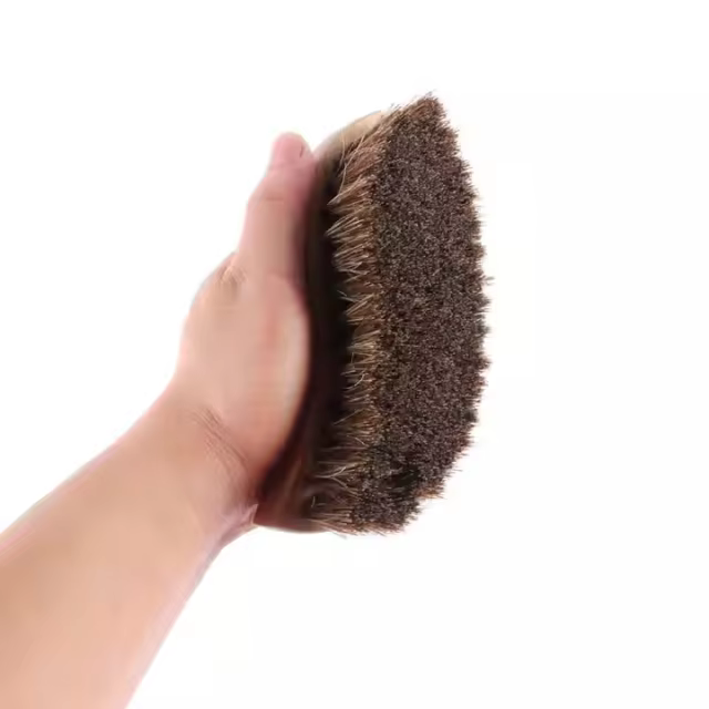 S -shaped Wooden Handle High -density Horse Bristles Leather Brush Car Interior Cleaning Details Brush for Care