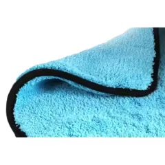 Blue 1200 Gsm Black Edge Microfiber Drying Towel Car Care Car Wash Towel Lightweight Polyester 500gsm Weight