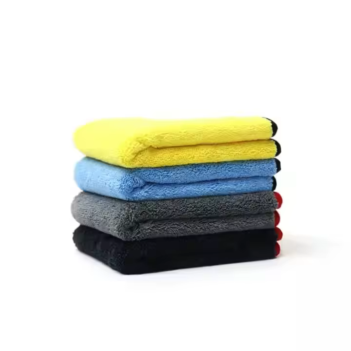 Professional Dual Action Long Short Side Car Polishing Towel Black/Gray/Yellow/Blue-for Drying Car Wash Towel