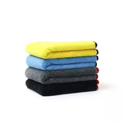 Professional Dual Action Long Short Side Car Polishing Towel Black/Gray/Yellow/Blue-for Drying Car Wash Towel