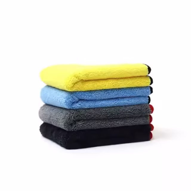 Professional Dual Action Long Short Side Car Polishing Towel Black/Gray/Yellow/Blue-for Drying Car Wash Towel