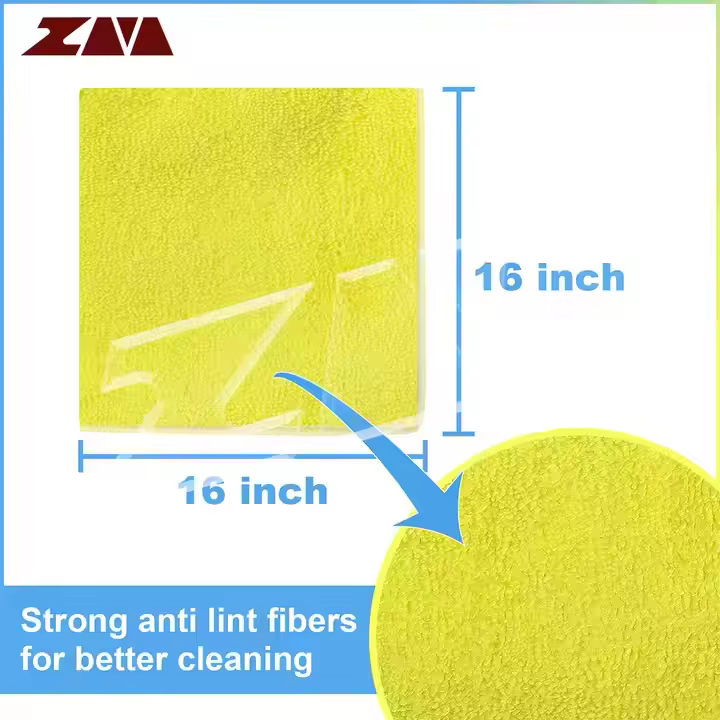 Microfiber Cleaning Cloths Car Interior Exterior Highly Absorbent Car Wash Rags Lint Free Cleaning Rag 16"x16" Yellow