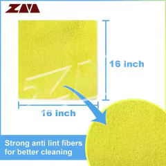 Microfiber Cleaning Cloths Car Interior Exterior Highly Absorbent Car Wash Rags Lint Free Cleaning Rag 16"x16" Yellow