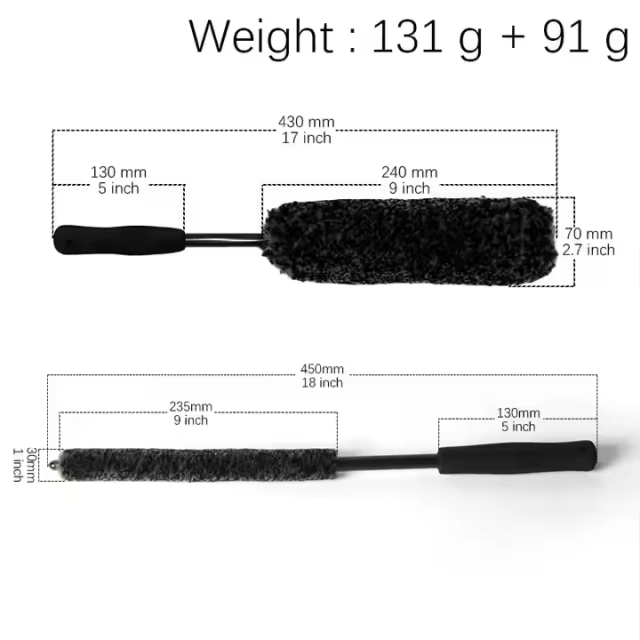 Black Car Wool Microfiber Tire Wheel Hub Cleaning Detailing Brush for Car Care