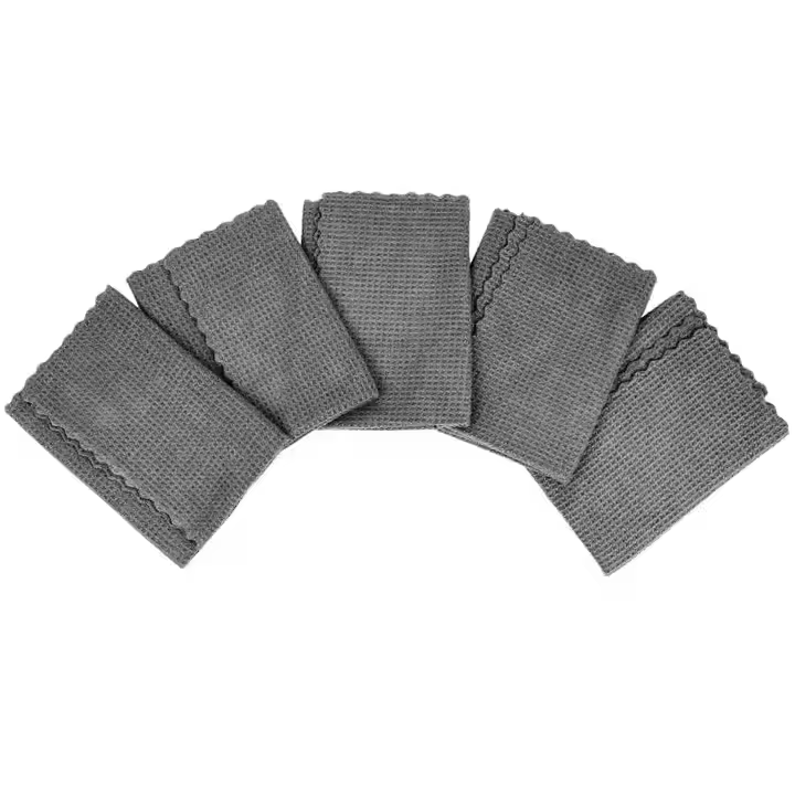 Gray 40*40 cm Microfibre Drying Towel Quick Dry Car Polishing and Cleaning Towel 500gsm Car Wash Towel with Print Logo