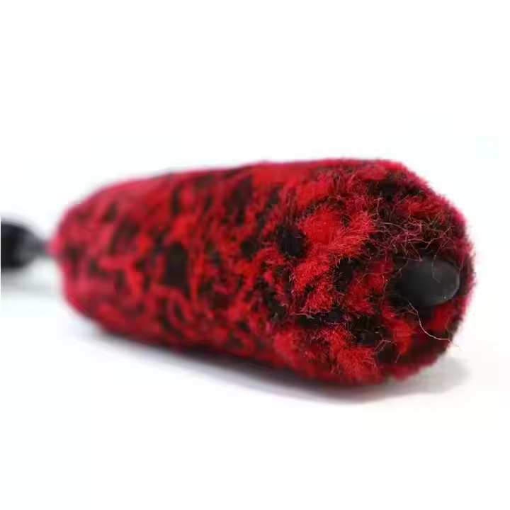 3-Piece Set Red Wool Hair Car Detailer Brush with EVA Handle for Cleaning Car Hubs and Washed Vehicles