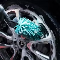 15 Inch Green Soft PP Bristles Car Detailing Wheel Tire Hub Brush Plastic Cleaning Brush for Car Washers