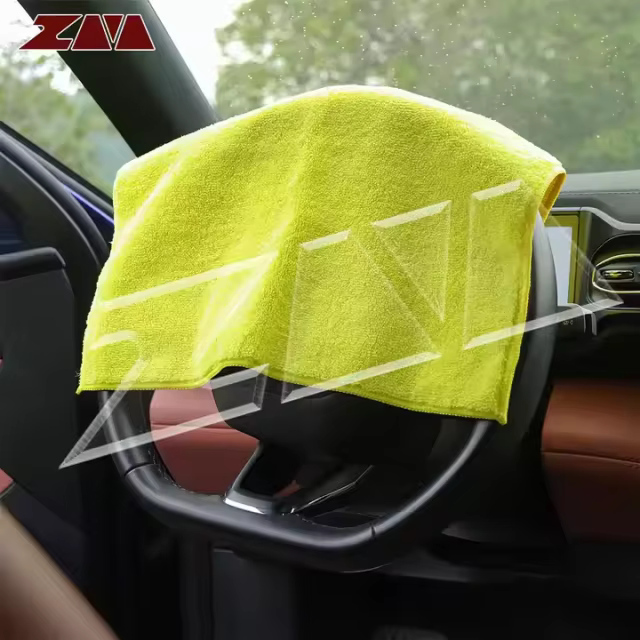 Microfiber Cleaning Cloths Car Interior Exterior Highly Absorbent Car Wash Rags Lint Free Cleaning Rag 16"x16" Yellow