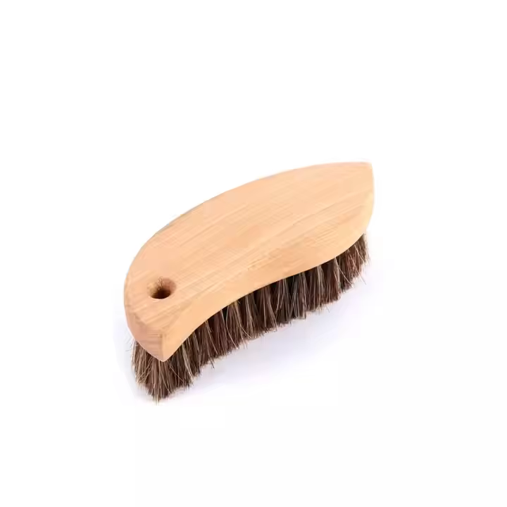 S -shaped Wooden Handle High -density Horse Bristles Leather Brush Car Interior Cleaning Details Brush for Care
